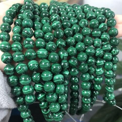 Natural Malachite Stone Beads Round Gem Loose Spacer Beads For Jewelry Making DIY Bracelet Accessories 7.5'' Strands 6/8/10/12mm