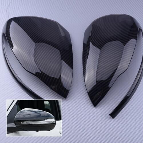 2Pcs Car Carbon Fiber Texture ABS Rearview Mirror Cover Fit for Benz C W205 E W213 GLC Class X253 2016 2017 2018