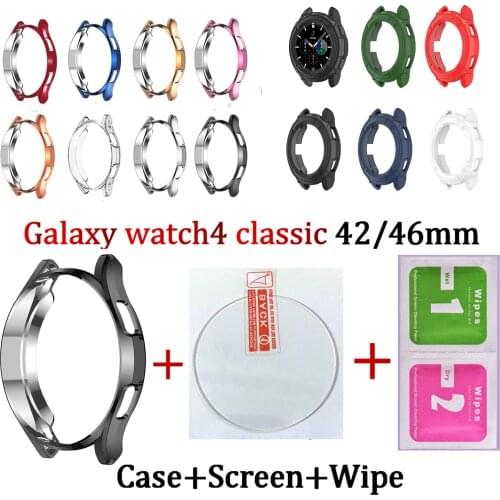 For Samsung Galaxy watch4 classic 42mm/46mm Smart Bracelet Cover TPU Frame Protective Case Galaxy watch 4 Screen Tempered film