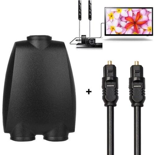 Digital SPDIF Optical Audio Splitter 2 Way Toslink Splitter Adapter 1 Input 2 Output SPDIF Optical Cable Splitter Hub For CD DVD