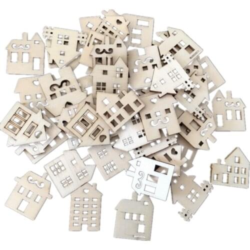 50PCS 30mm Wooden Flower Embellishments Laser Cut Blanks Slices for Sewing Clip Arts and Crafts Nature Decorations for Kids DIY