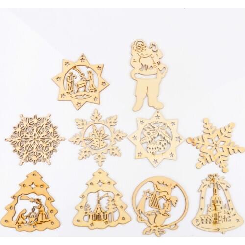 Mixed Natural Christmas hanging drop Wooden Scrapbooking Carft Nautical DIY Home Handmade Decoration 60-100mm 10pcs MT1545