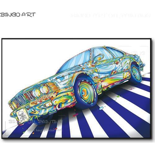 High Skills Artist Hand-painted Modern Abstract Car Oil Painting on Canvas Rich Colors Car Oil Painting for Wall Art Decoration
