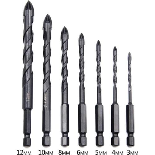 Cross Hex Tile Bits Glass Ceramic Concrete Hole Opener Alloy Triangle Drill Size 3/4/5/6/8/10/12 mm Carbide Drill Bits