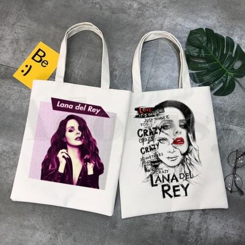 Lana Del Rey Harajuku Cartoon Aesthetic Handbags Shoulder Bags Casual Shopping Girls Handbag Women Elegant Canvas Bag