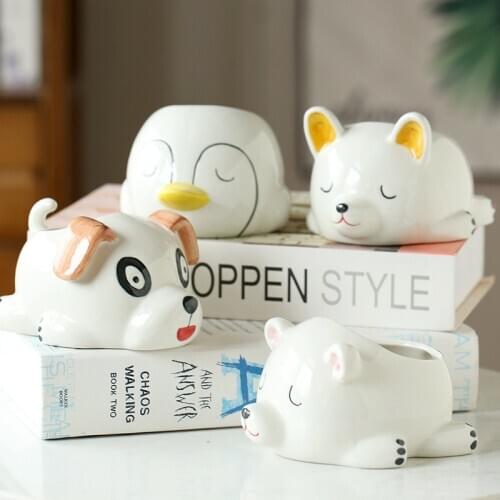 Cute Dog Flower pot ceramic Animal suculentas cactus pots Garden Plant macetero Macetas decorativas Pot de fleur home desk decor
