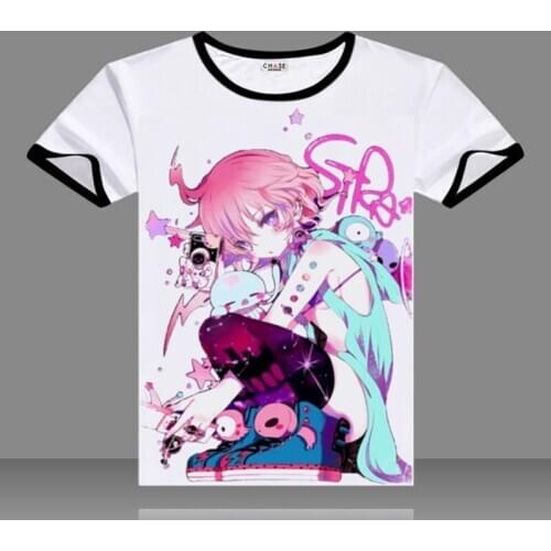 Mirai Nikki Gasai Yuno T-shirts Black O-Neck Short Sleeve Tops Fashion Amano Yukiteru Printed Tees for Summers