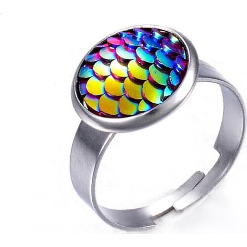 Fashionable Fish Scale Pattern Ring Adjustable Inside Can Be Wholesale Diameter Width 12mm