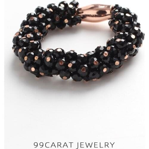 Nine nine carat European and American fashion jewelry brand texture bright black cut Beaded simple Bracelet (KX)