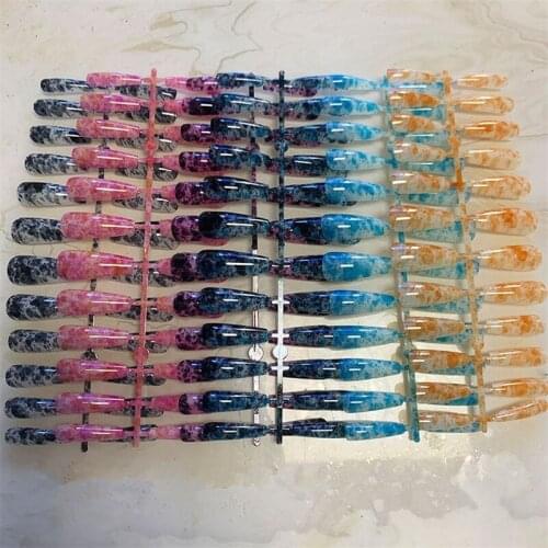 1set/24pcs Long Ballet Coffin Fake Nails Color Press On Nail Tips Removable Varnish Manicure Glue Style Ladies Decorations