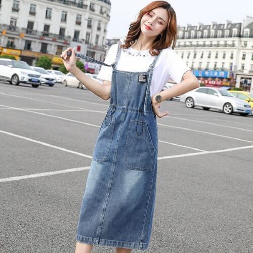 New womens dresses denim fabric suspenders dresses women clothing summer/autumn clothing european jeans dress