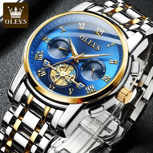 OLEVS Famous brand mens watch luxury chronograph large dial watch hollow waterproof new mens fashion watch часы мужские 2859