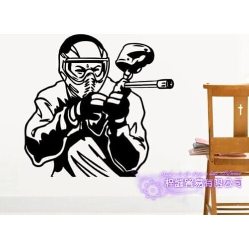 Paintball Wall Decal Household Shooting Sticker Extreme Sports Posters Vinyl Wall Decals Decor Mural Painball Shoting Sticker