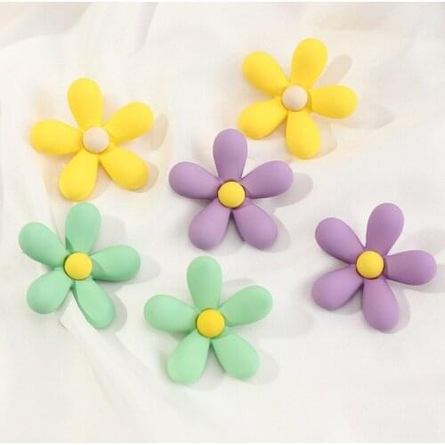 Korean Style Sweet Daisy Flower Drop Earrings for Women Candy Color Rainbow Earring Wedding Party Jewelry Resin Brincos