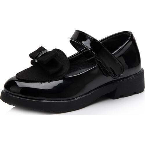 Princess Wedding Girls Shoes For Medium Big Girls Kids Dress Party Soft Pu Leather Shoes Flats With Flowers Floral Black Shoes