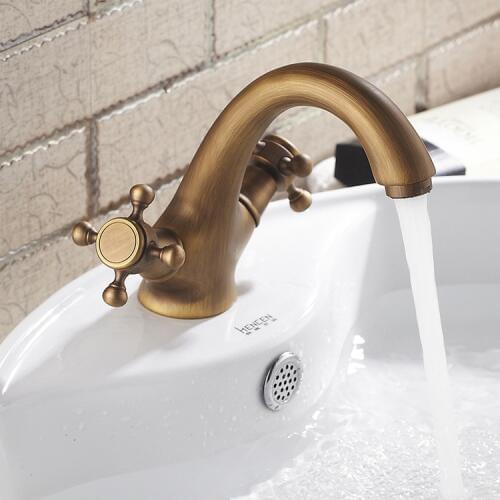 Vidric Antique Faucet Hot and Cold Water Crane Bronze Brushed Sink Faucets Bathroom Swan Vintage Basin Sink Tap Mixer Crane1106