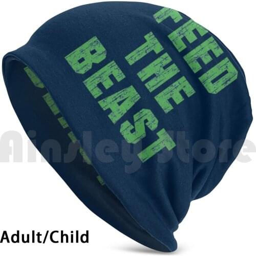 Feed The Beast Vintage Beanies Knit Hat Hip Hop Feed The Beast Beast Vintage Marshawn Lynch Marshawn Lynch Russell