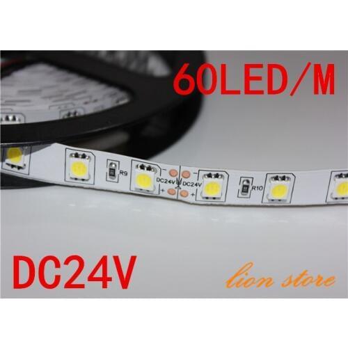 S605 Non waterproof LED strip 5050 SMD DC 24V flexible light 60LED/m,5m 300LED,White,warm White ,cold white Blue,Green,Red