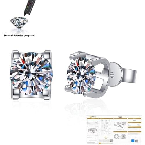 VVS1 Round Cut Total 1.0ct Diamond Test Passed Moissanite 925 Sterling Silver Earring Fine Jewelry Girlfriend Gift