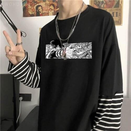 Funny Anime My Hero Academia T-Shirts Men Harajuku Tamaki Amajiki Manga Streetwear Summer Fashion Striped Long Sleeve T Shirt