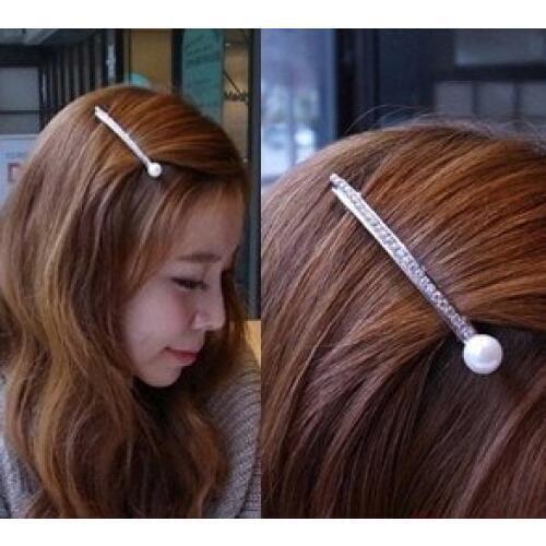 Fashion imitation pearl bridesmaid word imitation Rhineston hairpin spring clip side bangs clip jewelry wholesale free shipping