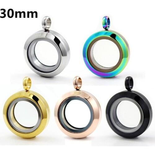 1PC 30mm twist screw stainless steel Floating Locket Round medallion Glass Memory charms locket fit for necklace bracelet chains