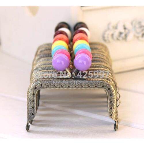 10pcs/lot 7.5CM square bronze knurling Small Candy bead Metal Purse frame,Metal-opening Bags Kiss Clasp FREESHIPPING