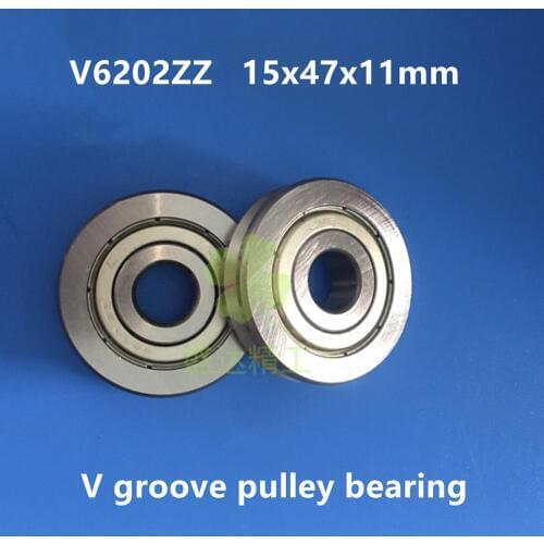 10pcs V6202ZZ V grooved straightener guide wheel bearings A1500ZZ V90 15*47*11 mm pulley rolle bearing V groove width 6mm