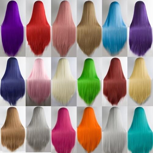 100cm long cosplay wig heat-resistant synthetic hair anime party wig 21 colors