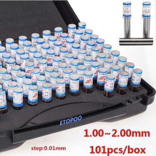 101pcs/lot step 0.01mm Precision Steel Pin Gauge 1.00-2.00-3.00-4.00-5.00-10 Smooth Plug Gauge Hole Gauge set pin Measuring Tool