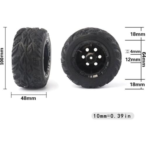 2 pcs 100mm Speed Car Tire Wheel Wheels Auto Upgrade Parts for 1/12 RC car Wltoys 12428 FY-03