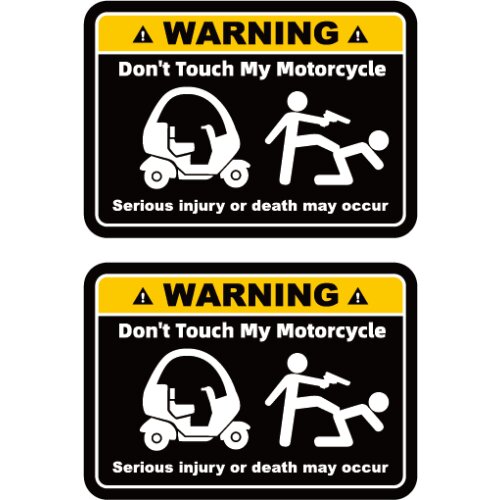 2 Pcs Don't Touch My Motorcycle Warning Slogan Waterproof Reflective Stickers 8cmx5.6cm