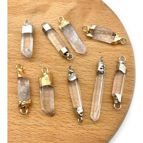 5pcs/pack Crystal Pendants Connectors Electroplating Gold Plated Charms DIY for Making Necklace Bracelets 10x23-5x43mm Size