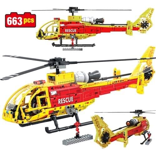 663PCS City Police High-tech Little Antelope Rescue Helicopter Airplane Building Blocks Bricks Education Toys for Kids