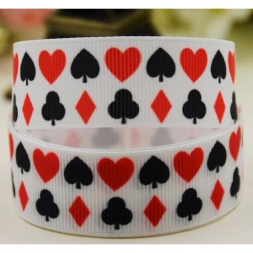 22mm 25mm 38mm 75mm Poker Cartoon printed Grosgrain Ribbon party decoration 10 Yards X-02943