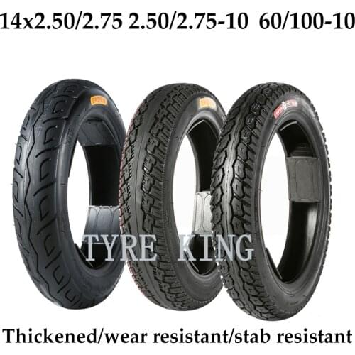 Electric Vehicle Tubeless Tire 2.50/2.75-10 14x2.50/2.75 60/100-10 High Quality Wear Resistant Thickened Vacuum Tube