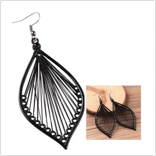 Bohemian Weave Leaf Earrings Women Exaggerated Eardrop Women Ethnic Stud Ear Ring Pendants Fashion Jewelry Hot Sale