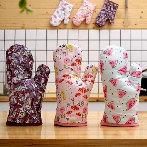 Household Insulation Polyester Kitchen Gloves Oven Cooking Gloves Heat Resistant Oven Mitts Baking Accessories Kitchen Items