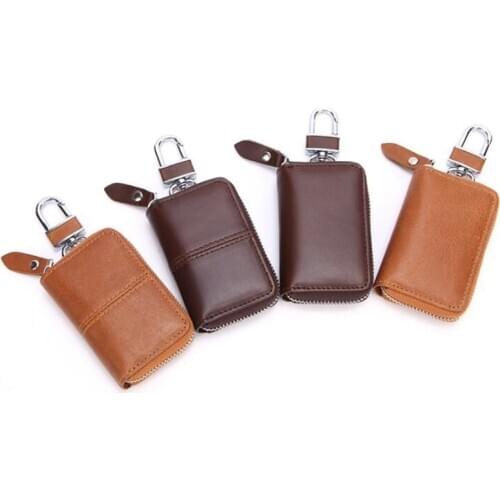 New Men Genuine Leather Retro Car Key Holders Housekeeper Multifunctional Home Key Case Women Key Wallet Car Key Case