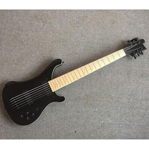 Black Rickenback 4003 fireglo electric bass 6 strings Ricken bass shark fretboard inlays Free Shipping