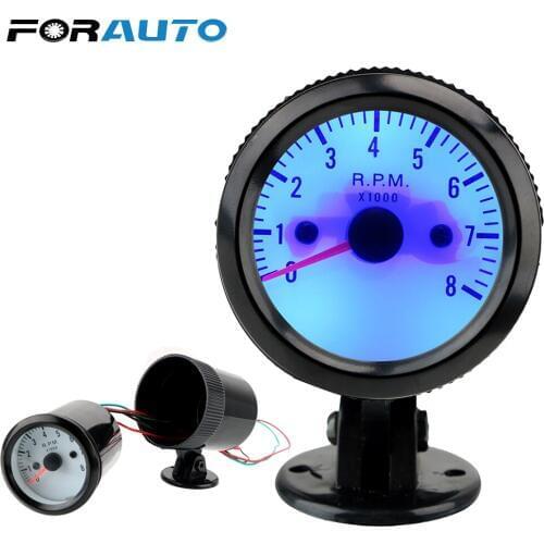 FORAUTO 12V Blue LED 0~8000RPM Car Tachometer Pointer Tacho Gauge Digital Display Tach Gauge Meter for Gasoline car/ Truck / ATV