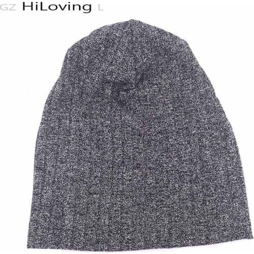 GZhilovingL Women Slouch Black Sequins Beanies Ladies Cotton Knitted Skullies Bonnet for Winter Autumn Warm Men Hiphop Hat Gorro