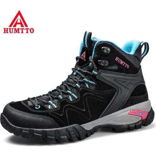 HUMTTO New Waterproof Hiking Shoes for Women Leather Sport Hunting Climbing Trekking Boots Breathable Outdoor Mountain Sneakers