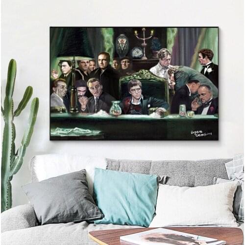Classic Movie Gangsters Godfather Scar face Art Poster Canvas Painting Wall Picture Posters and Prints for Living Room Decor