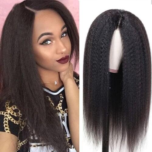 Kinky Straight Lace Front Wig Natural Hairline Straight Human Hair Wigs Brazilian Pre-plucked Lace Front Human Hair Wigs