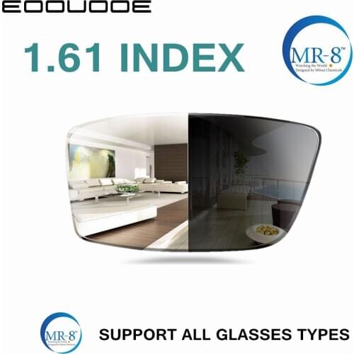 1.61 Index MR-8 Lens Photochromic Prescription Lens Resin Aspheric Glasses Lenses for Myopia/Hyperopia/Presbyopia Lens