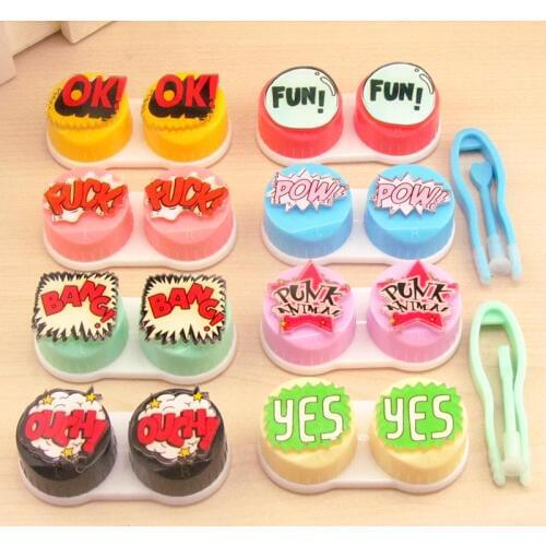 20set/lot cute English letter contact lenses box / companion box / Cartoon eyeglasses box / lens care /pencil case