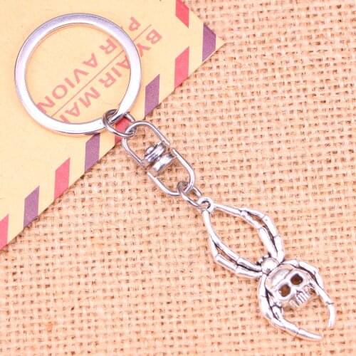 New Fashion Keychain 40*16 mm skull spider halloween Pendants DIY Men Jewelry Car Key Chain Ring Holder Souvenir For Gift