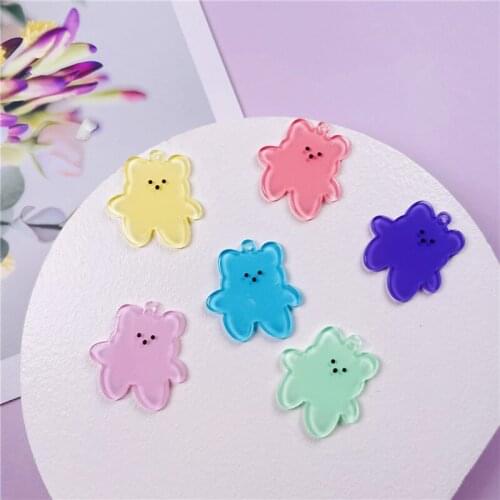 Wholesale 50pcs/lot color print cartoon cute bears shape acrylic beads diy jewelry earring/garment pendant accessory