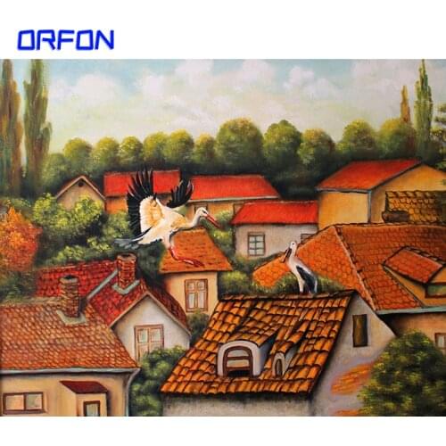 Orfon Frame Countryside Landscape Diy Painting By Numbers Kits Acrylic Picture Home Wall Art Decor For Unique Gift Artwork